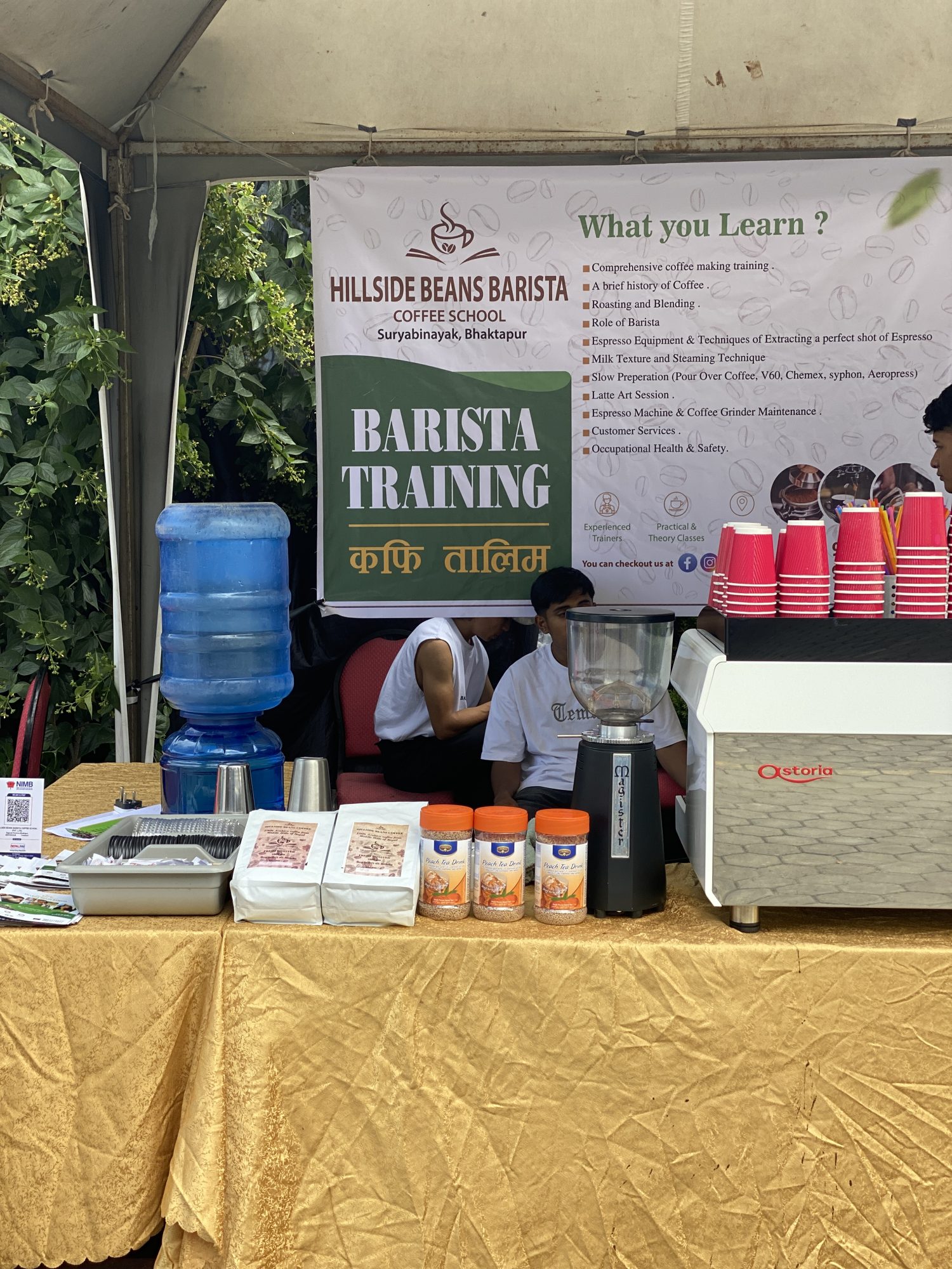 Hillside Beans barista training stand